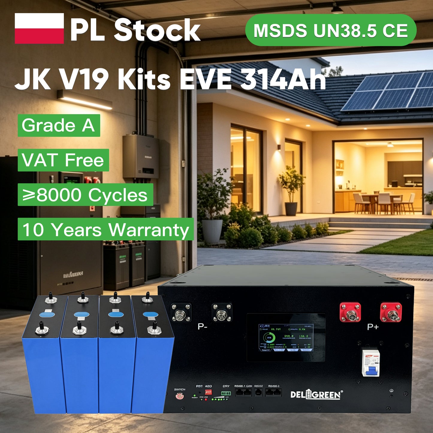 EU Stock Lifepo4 Battery 280AH 314AH 15kWh 16kWh JK V19 Stacked Kits CAN RS485 Tax Free Door to Door EU
