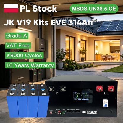 EU Stock Lifepo4 Battery 280AH 314AH 15kWh 16kWh JK V19 Stacked Kits CAN RS485 Tax Free Door to Door EU