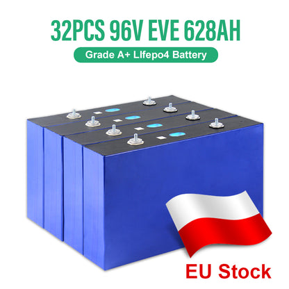 EU Stock Grade A+ EVE628AH Lifepo4 Battery 12V 24V 48V 96V 8kWh 16kWh 32kWh 64kWh DIY Rechargeable Battery Pack