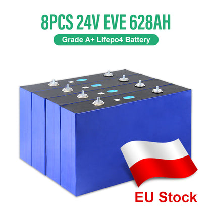 EU Stock Grade A+ EVE628AH Lifepo4 Battery 12V 24V 48V 96V 8kWh 16kWh 32kWh 64kWh DIY Rechargeable Battery Pack