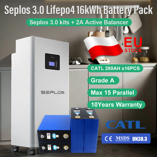 EU 15kWh DIY Lifepo4 Battery Pack CATL280 48V Battery Seplos 3.0 Kits CAN RS485 2A Active Balancer Tax Free Home Solar 10 Years Warranty