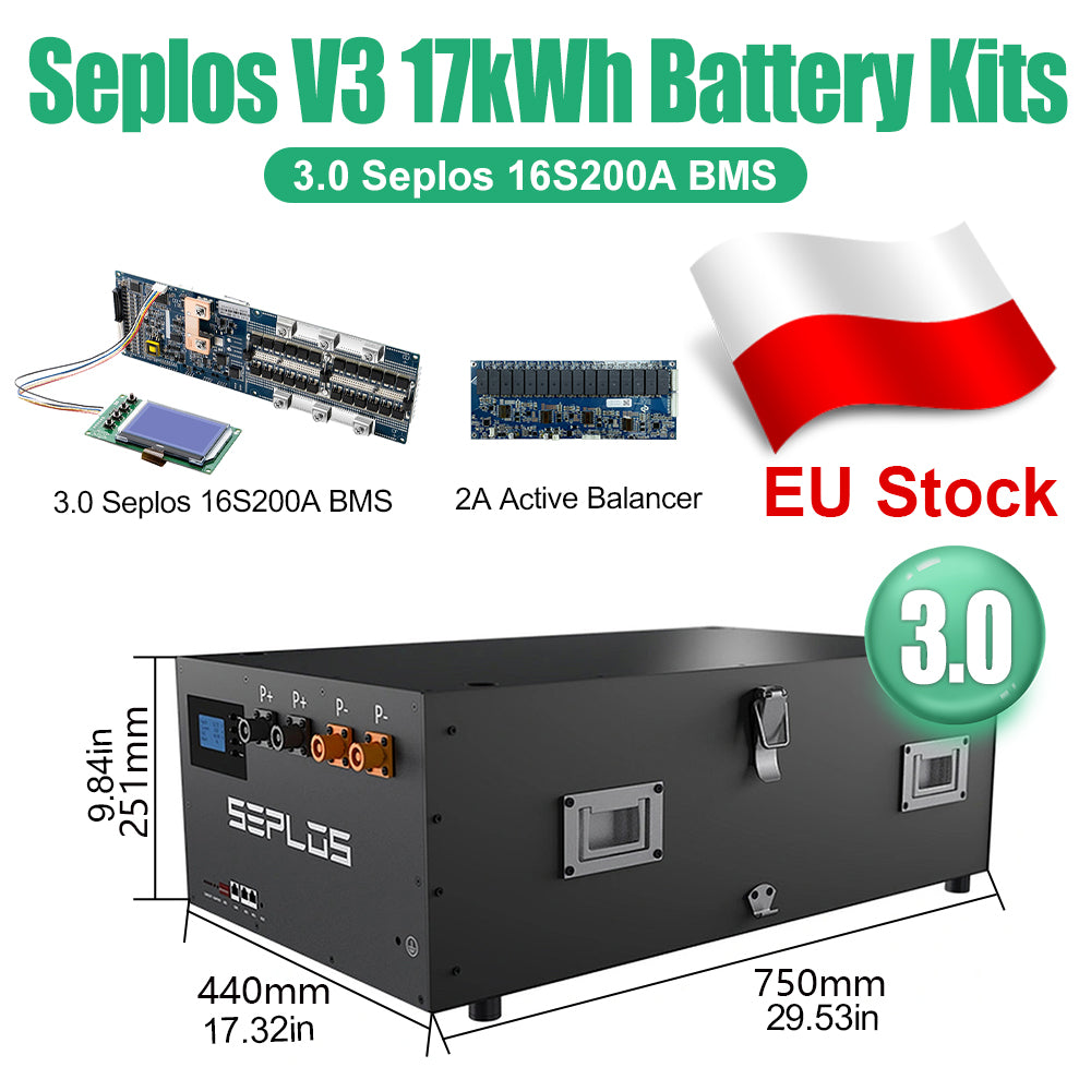 EU STOCK Seplos 3.0 Kits 2A Active Balancer 51.2V 280AH 320AH Lifepo4 Battery Pack Tax Free 15 Parallel