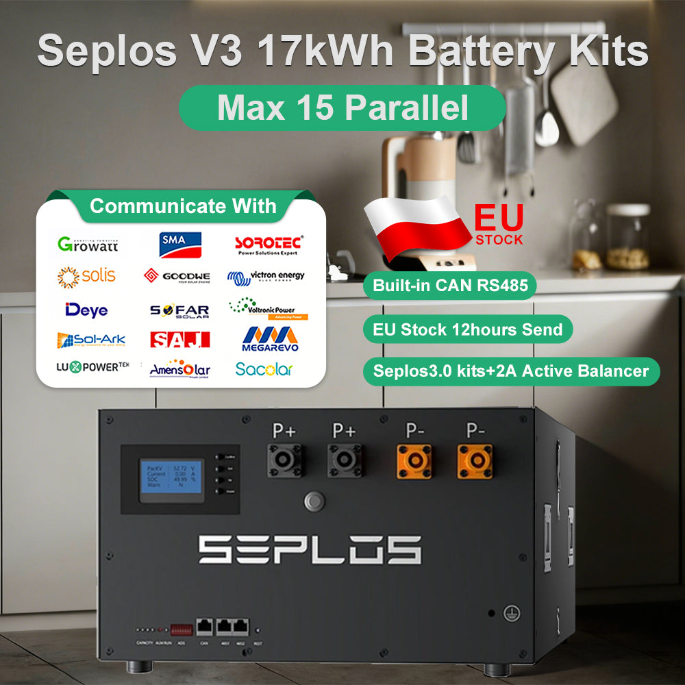 EU STOCK Seplos 3.0 Kits 2A Active Balancer 51.2V 280AH 320AH Lifepo4 Battery Pack Tax Free 15 Parallel