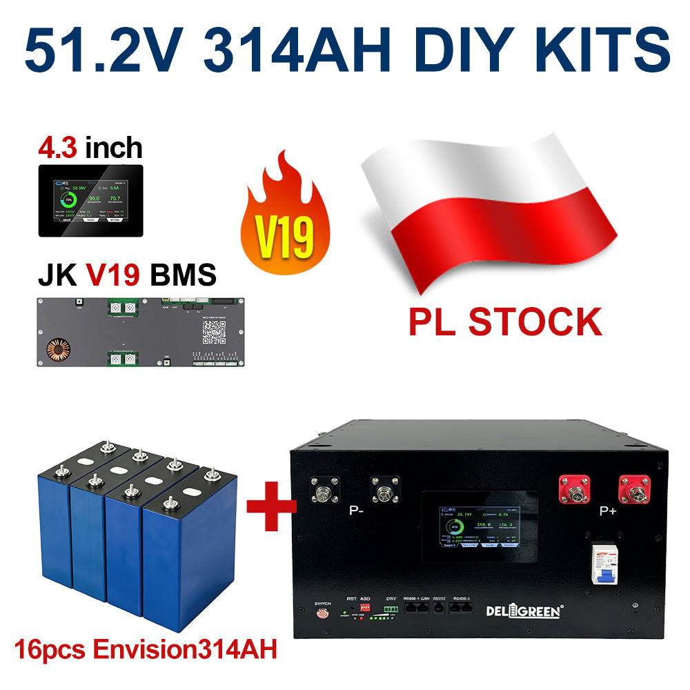 EU Stock Lifepo4 Battery 280AH 314AH 15kWh 16kWh JK V19 Stacked Kits CAN RS485 Tax Free Door to Door EU