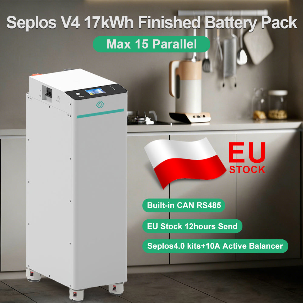 EU Stock 16kWh Finished Lifepo4 Battery Pack Seplos V4 16PCS 314AH 10A Active Balancer CAN RS485 VAT Free